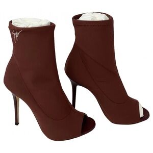 Elegant Brown Peep-Toe Ankle Boots